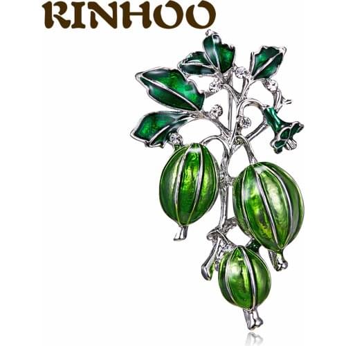 RINHOO Green Vegetable Fruit Loofah Brooches Harajuku Style Clothes Collar Clip Pin Rhinestone Plant Brooch Accessories