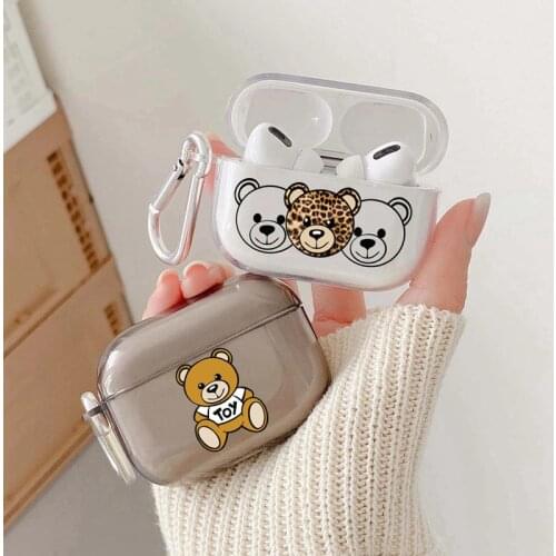 Italy Toy Bear Case For Apple AirPods Pro Wireless Earphone Box Air Pods 3 Cases Funny Cute Brown Bear Butterfly Clear Cover