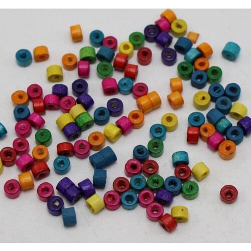 1000 Mixed Color 4X3mm Column Heishi Wood Beads