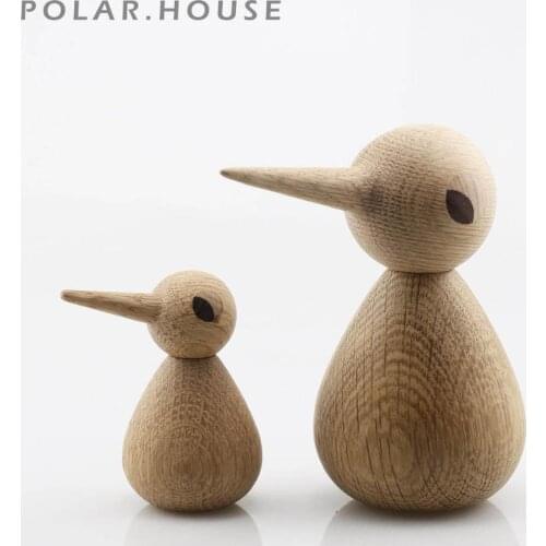 European Style Wooden Bird Figurine Long Beak Bird Wood Birds Free DIY Handstand Birds Animal Crafts Abstract Creative Art Decor