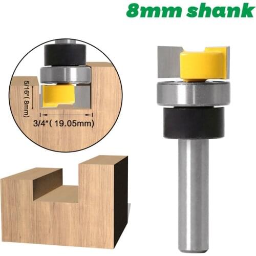 1Pcs 8mm Shank Flush Trim Straight Router Bits With Bearing Woodworking Tool Endmill Milling Cutter For Wood Trimming