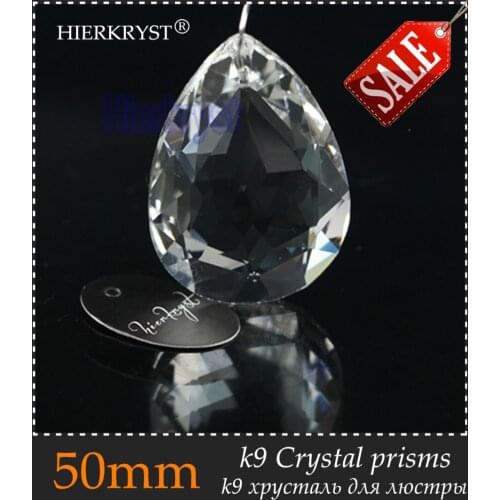 HIERKYST 1 pc K9 Glass Crystal Prisms Pendants Chandeliers Parts Lustres Rainbow Lamp Lighting Hang Drops 50mm 2" #1954