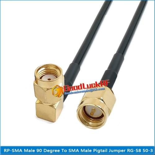 SMA Male to RPSMA RP-SMA Male Right Angle 90 Degree type L Pigtail Jumper RG-58 RG58 3D-FB 50-3 Extend cable 50 Ohm copper