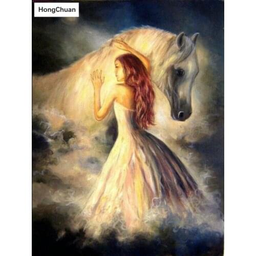 5D DIY square/circular "horse girl" diamond painting mosaic cross stitch handicraft home decoration mural gift fast delivery