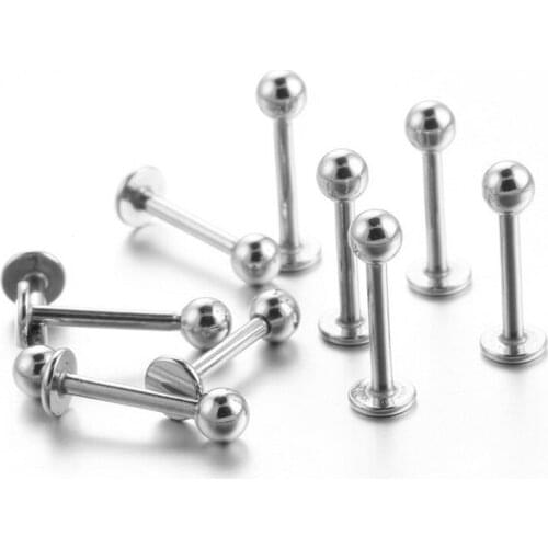 10PCS 316L Stainless Steel Labret Stud Lip Piercing Ring 16g Ear Cartilage Tragus Helix Piercing Fashion Girls Jewelry