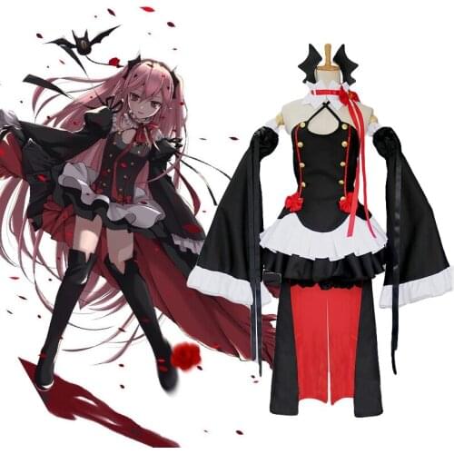 Seraph of the end Krul Tepes Anime Cosplay Costumes Lolita Dress Vampire Uniforms 6 Pieces Set For Women Halloween Carnival