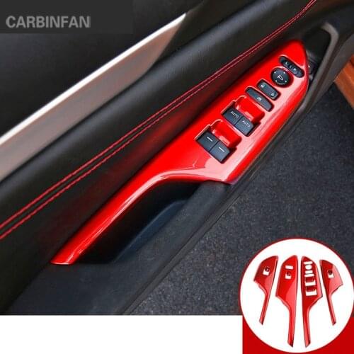 Red Style Car Interior Door Armrest Window Lift Switch Button Cover Trim sticker For Honda Civic 10th 2016 2017 2018 LHD C1405