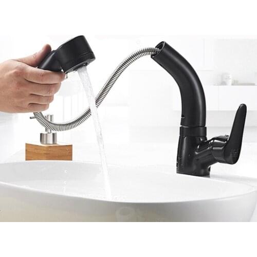 Matte Black Pure Water Kitchen Faucet Can be raised and lowered Hot and Cold Drinking Water Pull Out Kitchen Mixer Taps