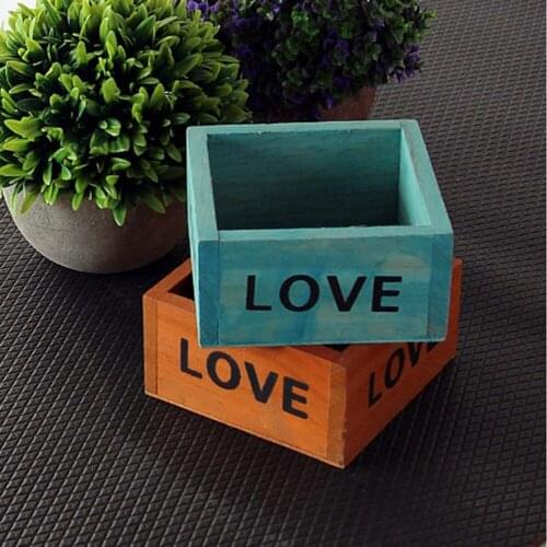 Lovely color multifunction box wooden Pen container small love fleshy flower mini Storage box Desktop decoration