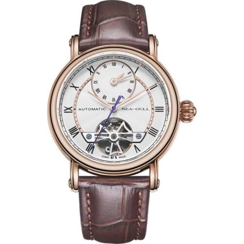 Seagull Mens Watch Dual Time Zone Belt Waterproof Automatic Mechanical Watch Master Series 519.11.6041