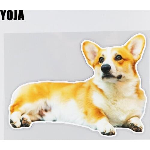 YOJA 17.3×12.7CM Corgi Aniaml Decoration Car Accessories Funny Personality Windshield Stickers Decals 19B-0086