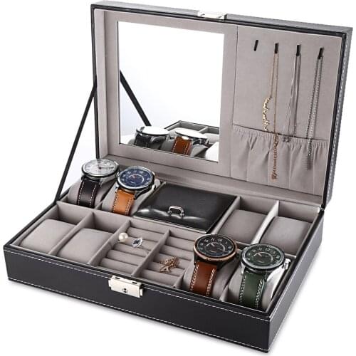 Original Multifunctional Watch Jewlery Dispaly Box PU Leather Watch Earring Ring Necklace Cases Storage Casket Display Holder