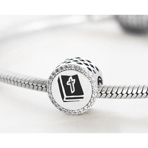 Authentic S925 Bead Power of Prayer Cross Charm fit Lady Bracelet Bangle Girl Birthday Gift DIY Jewelry