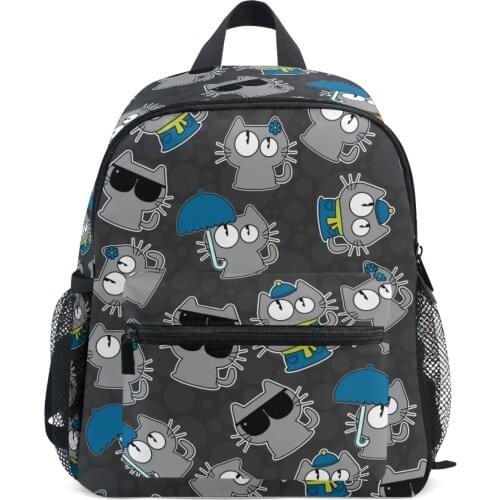 2021 Anti-Lost Mini Cartoon Seamless Cat School Bag Baby Backpack Mochila Childrens School Bags Kids Backpack For Birthday Gift