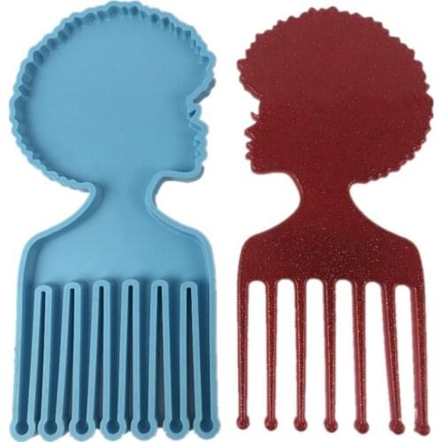 Silicone Comb Making Mold DIY Non Stick Portable African Men Women Heads Shaped Comb Mold for Home Hairdressing Tool