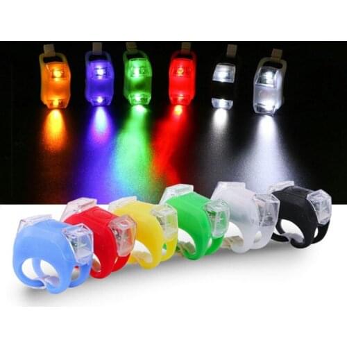 Silicone Waterproof Bicycle Lights Mini Cycling Front Rear Rail Light Handlebar LED Flash Bike Safety Warning Lamps with Battery