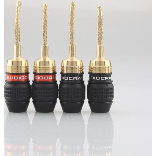 High Quality 8XAudiocrast B836G Speaker 2mm Pin Copper Wire Braided Banana Plugs Connector HIFI Speaker Cable Plug