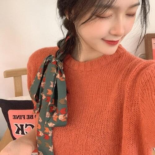 Hair tie female tying hair streamer head rope retro silk scarf female small long ribbon decoration scarf headscarf ponytail