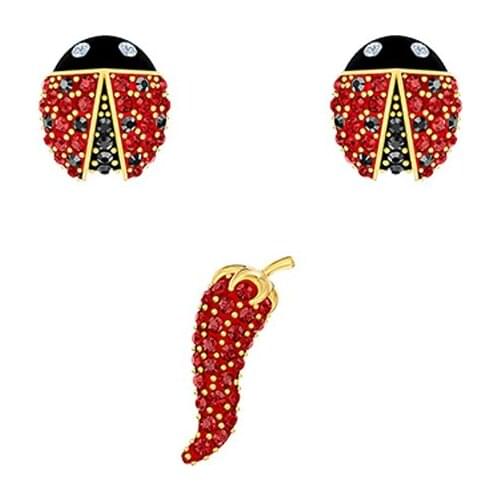 Fashion Charm Sterling Silver Original 1:1 Copy, Red Chili Ladybug Fun Full Combination Stud Earrings Women Luxury Jewelry Gifts