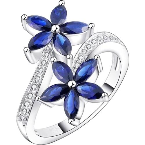 GZ ZONGFA High Quality Style Flower Shaped Red Gemstone Fashion Jewelry 925 Sterling Silver Women Rings