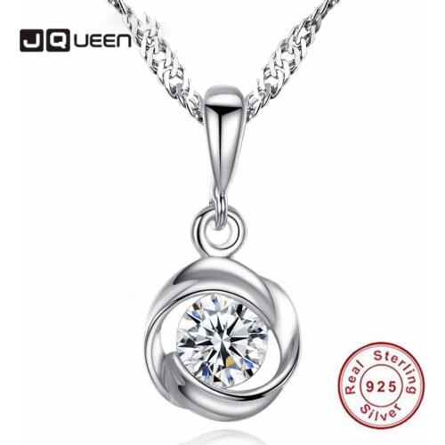 JQUEEN 925 Sterling Silver 3A Circon Small Necklace Korea Simple Cubic Zirconia Crystal Women Female Pendant Necklace