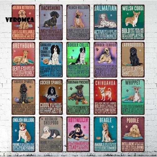 Tin Sign Retro Animals Metal Plates Plaque Vintage Dogs Slogan Wall Stickers Quotes Metal Poster for Garden Farm Home Wall Decor