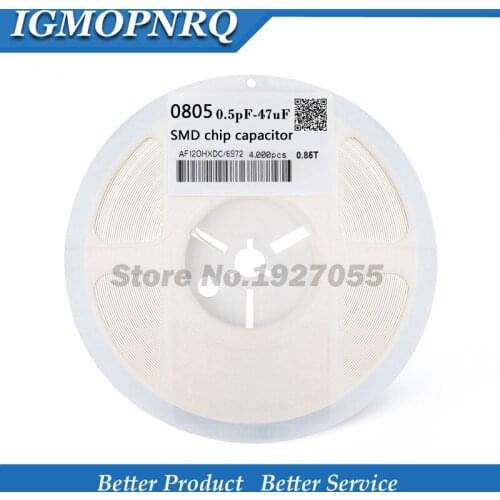 1reel 4000pcs 0805 50V SMD Thick Film hjxrhgal Chip Multilayer Ceramic Capacitor 0.5pF-47uF 10NF 100NF 1UF 2.2UF 4.7UF 10UF 1PF