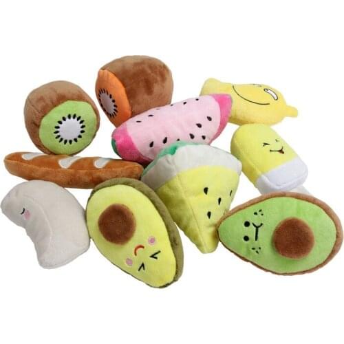 1Pc Dog Chew Toy Sounding Puppy Fruit Vegetable Chicken Drum Bone Squeak Toy for Cat Pets Plush Red Pepper Fruit Shaped Squeak