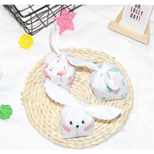 100PCS Rabbit Flamingo Candy Bags Favour bag gift wrapping bag baked goods bag Pastry Tool Wrapping Wedding Party Supply