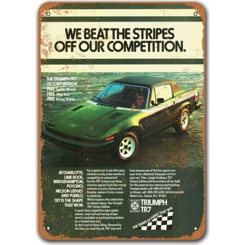 1980 Triumph TR7 Victory Edition Car Metal Tin Sign, Sisoso Vintage Plaques Poster Pub Garage Retro Wall Decor
