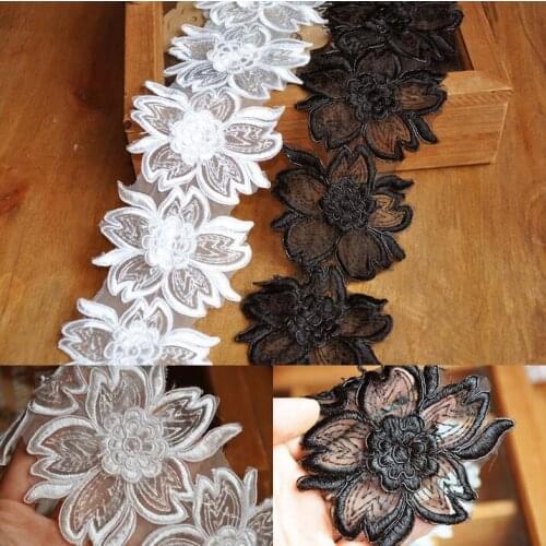 2 Yards 9cm High Quality Tulle Flower Lace Trim Lace Fabric Bridal Dresses Veils Decoration