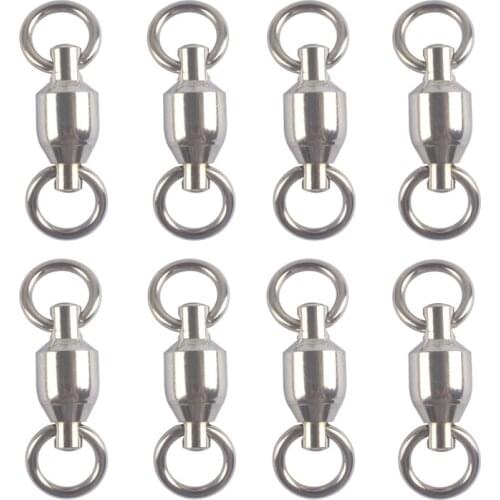 3Pcs Heavy Duty Ball Bearing Barrel Fishing Rolling Swivel Stainless Steel Connector Solid Ring