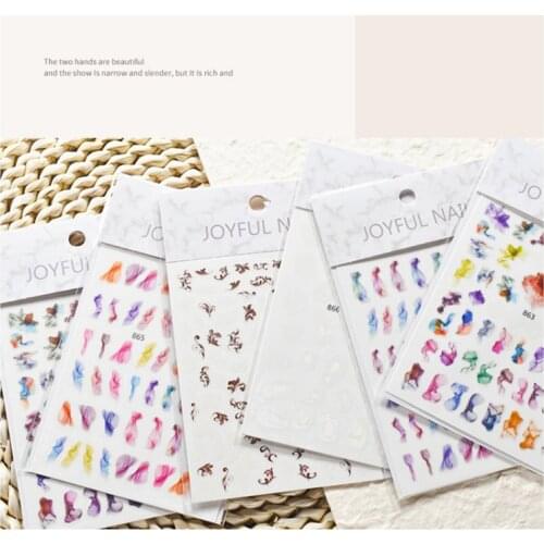 6 Styles Nail Stickers Laser Colorful Various Patterns Creative DIY Decorative Design Smudge Nail Art Patch Manicure Tools