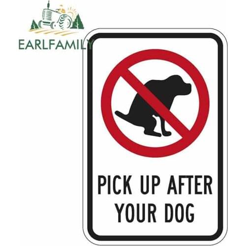 EARLFAMILY 13cm x 8.6cm Car Sticker Dog Poo Poop Warning Caution Danger Sign Self Adhesive Sticker Graphic