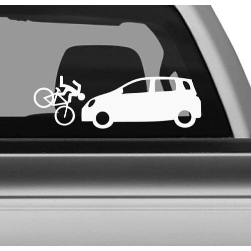 A Traffic Accident In Which A Bicycle Collides With A Car Vinyl Car Stickers For Car Rear Windshield Decoration Removable FA014