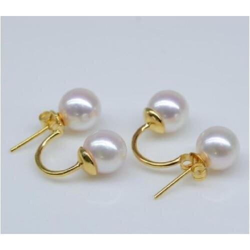 FREE SHIPPING HOT sell new Style >>>> Details about 2016 New pattern AAA 10-11mm south sea white Double Pearl earrings