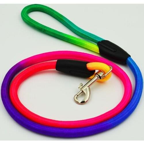Rainbow Color Pet Dog Cat Safety Chain Traction Rope with Buckle 1cm Width 120cm Length for Medium Small Dogs Holiday Beauty