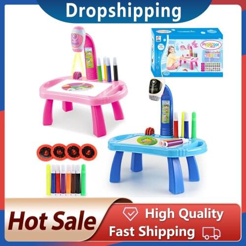 Children Led Projector Art Drawing Table Toys Kids Painting Board Desk Arts And Crafts Educational Learning Toys Christmas Gifts