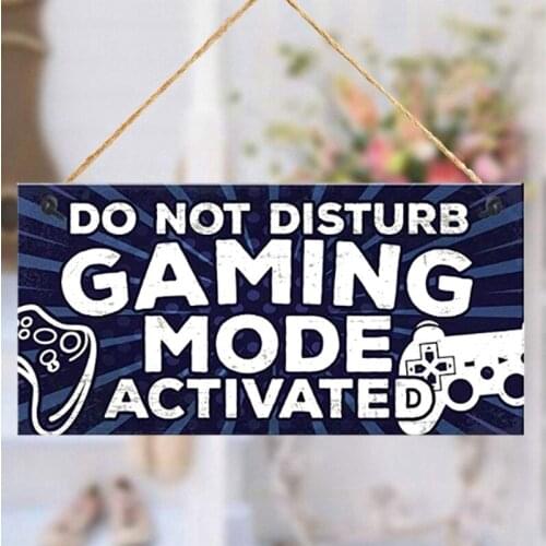 For Gamer Gaming Sign Blue Door Hanger Sign Cave Bedroom Plaque Birthday Son Brother Dad Home Decor