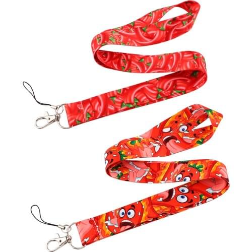 JF1133 Red Chili Funny Lanyard for Key ID Card Gym Cell Phone Straps USB Badge Holder DIY Neck Strap Hang Rope Lariat Lanyard