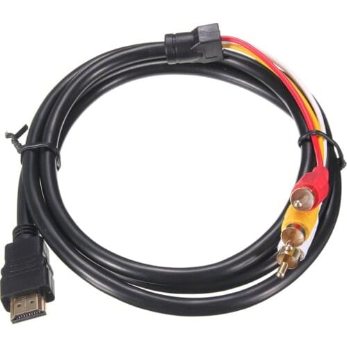 Black 5 Feet 1.5m HDMI Male to 3 RCA Video Audio AV Cable Adapter For HDTV 1080P