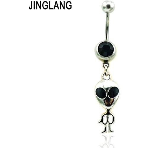 JINGLANG Classic Belly Button Rings Stainless Steel Barbells Dangle Metal People Navel Rings For Men Body Piercing Jewelry