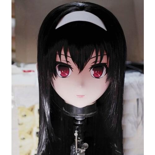 KM108) Handmade Female Resin Crossdress Pretty Girl 3/4 Head Lolita Doll Mask Japanese Anime Cosplay Kigurumi Mask Crossdresser