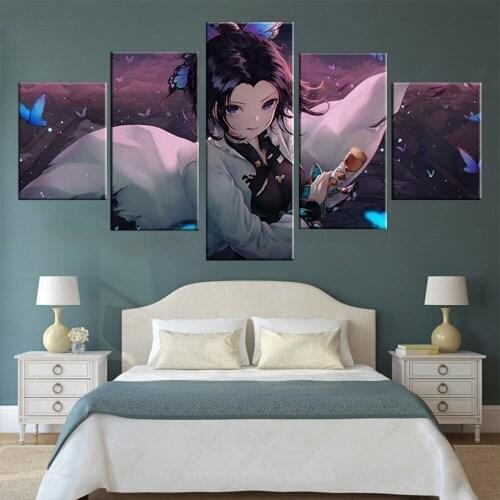 Kochou Shinobu Kimetsu no Yaiba Anime Poster Artwork Canvas Wall Art Paintings for Bedroom Wall Decor framed