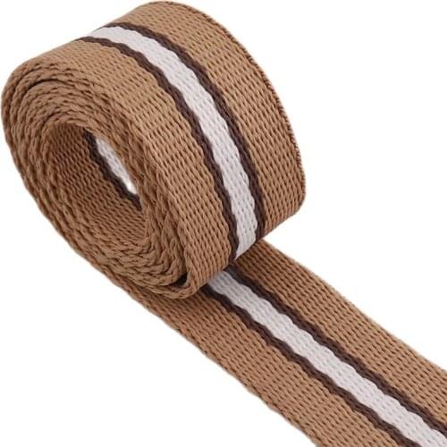 Brown Belt Ribbon Cotton Striped Webbing 25mm Sewing Strap for Bag/Tote Pet Collar Guitar Leash Accessories