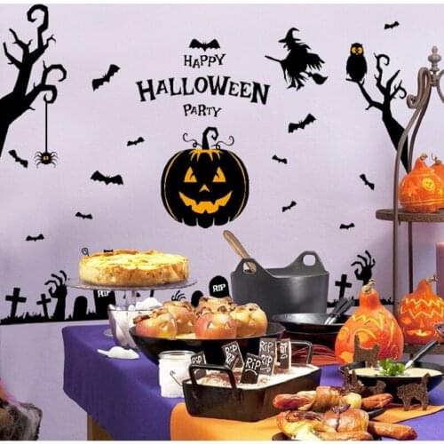 Creative Luminous effect Halloween gothic wallpaper stickers Limited Pumpkin head wall decor decals kids room decor Halloween