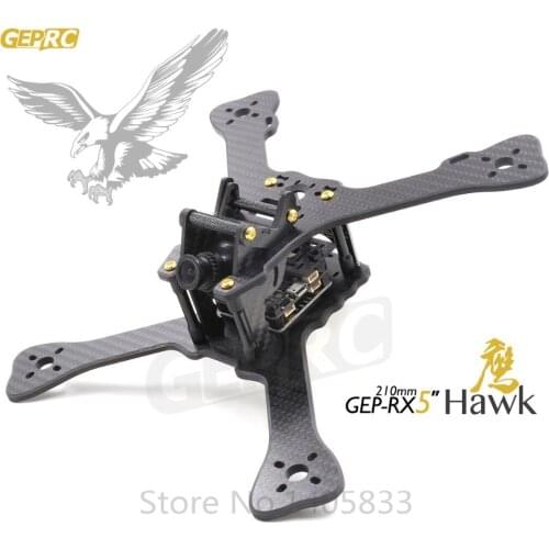 DIY FPV mini drone GEPRC GEP-RX5 Hawk quadcopter 3k carbon fiber 210 frame Stagger Arm Design 4mm main up lower plate