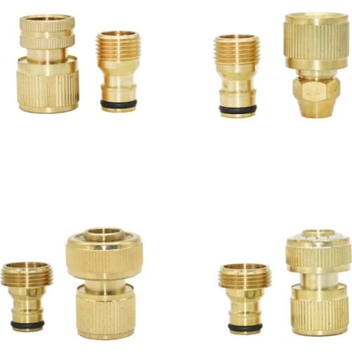 Brass 3/8 1/2 3/4 Inch Hose Quick Connector With 1/2 3/4 thread Copper Connector Garden Hose Water Gun Fittings 1pcs
