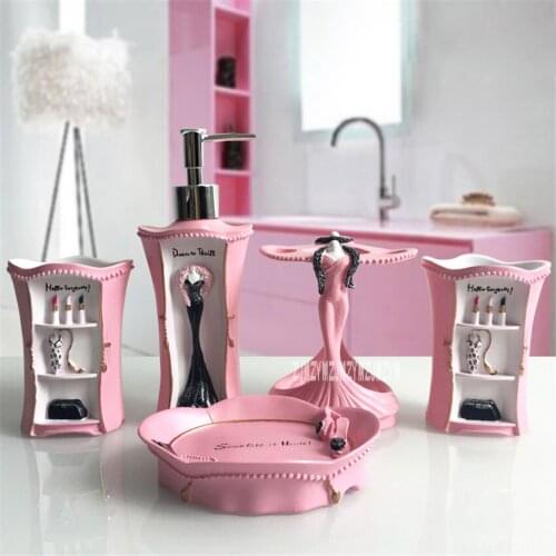 European-style Makeup Bathroom Toiletries Five-piece Kit Creative Resin Bathroom Accessories Washing Set Wedding Decoration Gift