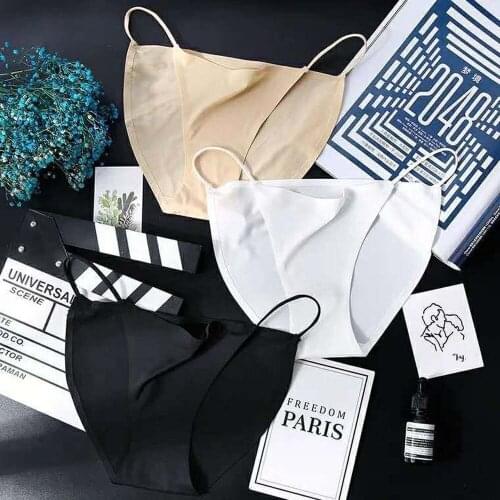 2021 Summer New Ice Silk Pure Color Seamless Underwear Womens Ultra-thin Low-waist Rope Sexy Thong